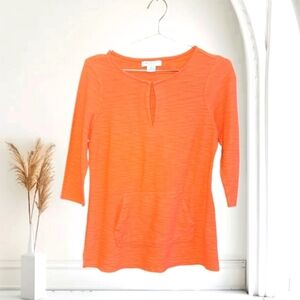 Liz Claiborne Weekend Orange Sweater Womens Small keyhole T03